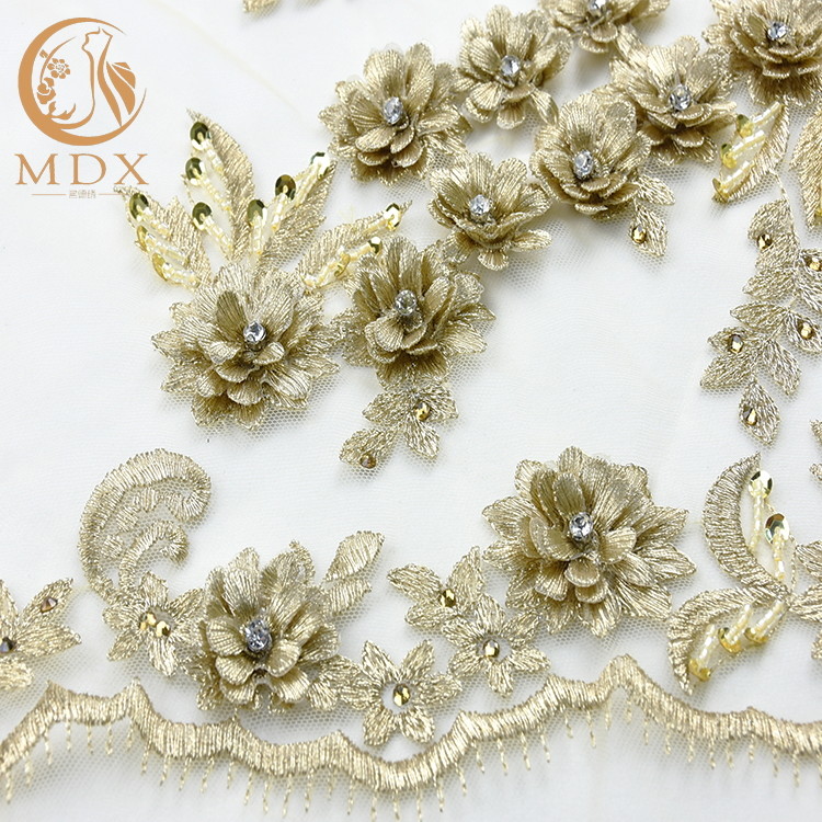 Украшение полиэстера тканей шнурка стразов золота Bridal ширина 55 дюймов