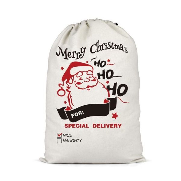 Customized Color and Custom Logo Accepted Christmas Portable Canvas Bags Reusable