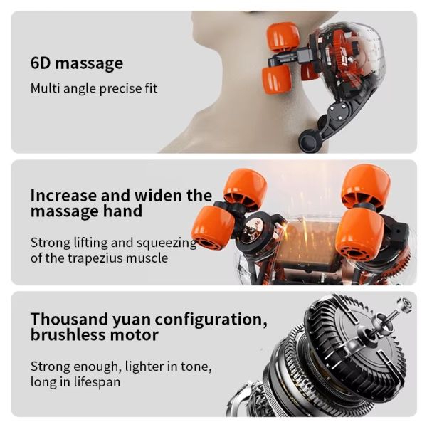 Portable Shiatsu Neck Massager with 6D Kneading Massage and Heat Therapy for Neck and Shoulder Relief