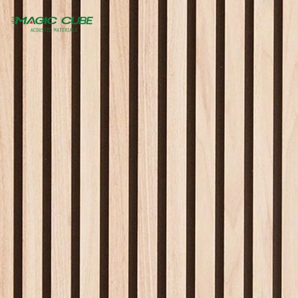 Natural Oiled Oak Veneer Acoustic Slat Wall Panel With Polyester Fiber Base