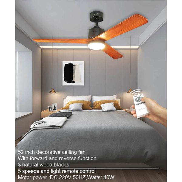 2022 Indoor Decorative BLDC Fan Ceiling Fan Light com controle remoto em cores multicolor