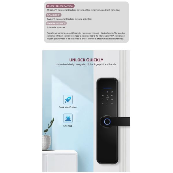 Алюминиевый сплав Антиблокировочный биометрический отпечаток пальца без ключа Туя умный дверной замок электронный цифровой умный дверной замок