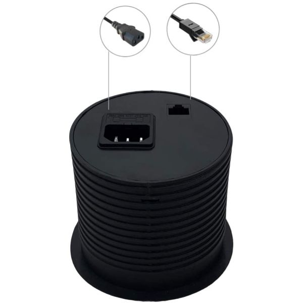 4 In 1 Desktop Power Grommet With 1 EU Plug 2 USB Ports 1 Network Socket For Office Home School Hotel