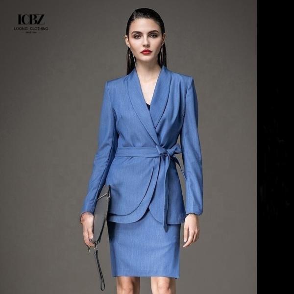 Classic Womens Suits Set for Women Lady Business Suits NO Hooded Button Decoration