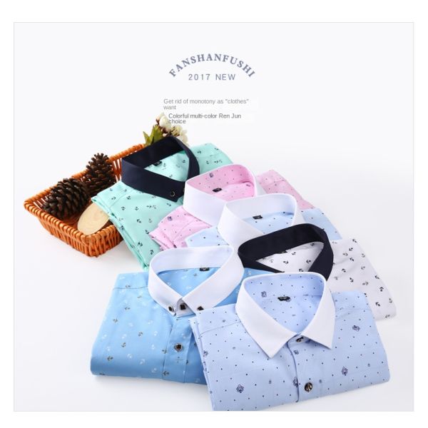 Men's Slim Plaid Printed Long-Sleeved Shirt 100% Polyester Fabric Type and Zipper Closure