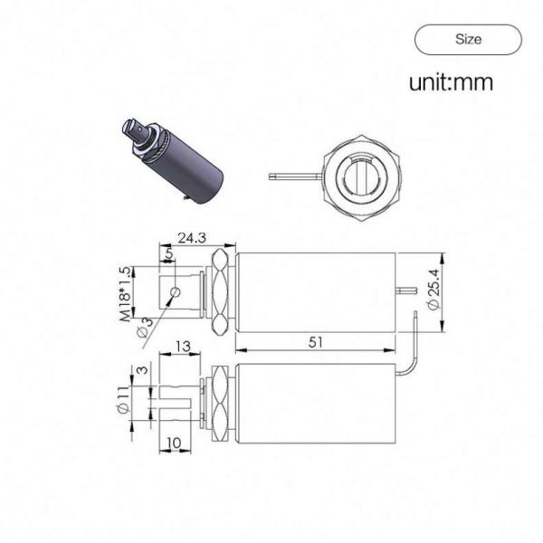Solenoide tubular elétrico push pull da força linear de alta frequência da C.C. 10w 35N do solenoide 12v 24v do tubo