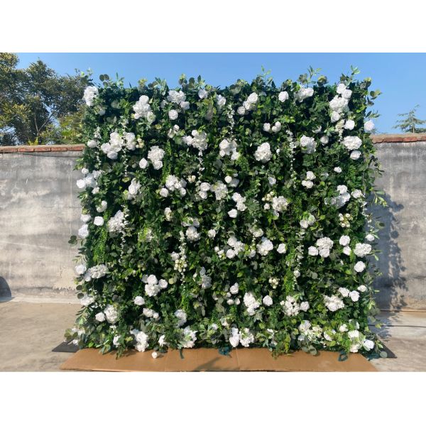 3D Cloth Flower Wall and Simulated Green Plants for Wedding Valentine's Day Christmas