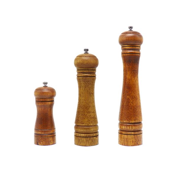 Jar Shell Acacia Pepper Mill Set Polished Wood Salt And Pepper Shakers Set