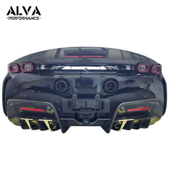 2019 Ferrari SF90 OEM Type Dry Carbon Fiber Body Kits Front Lip Side Skirts Rear Diffuser Rear Spoiler Rear Wing Package
