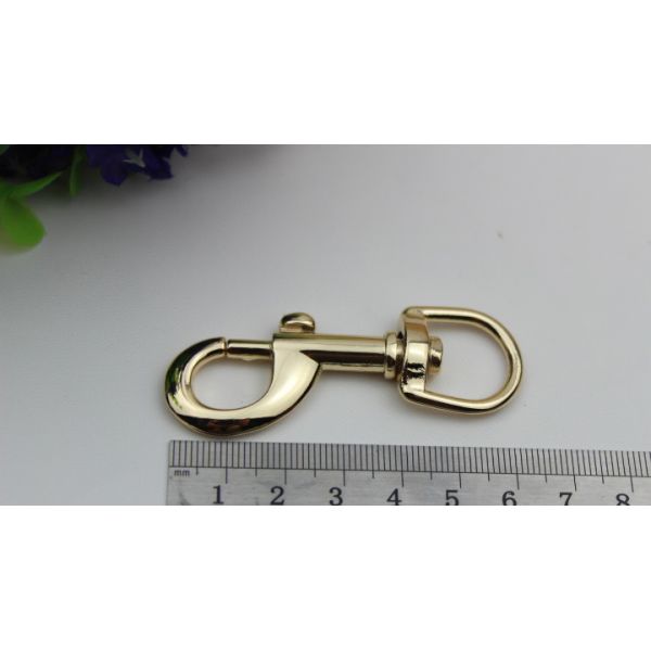 Bag purse zinc alloy light gold d ring 16 mm dog collar snap hook with nickel free