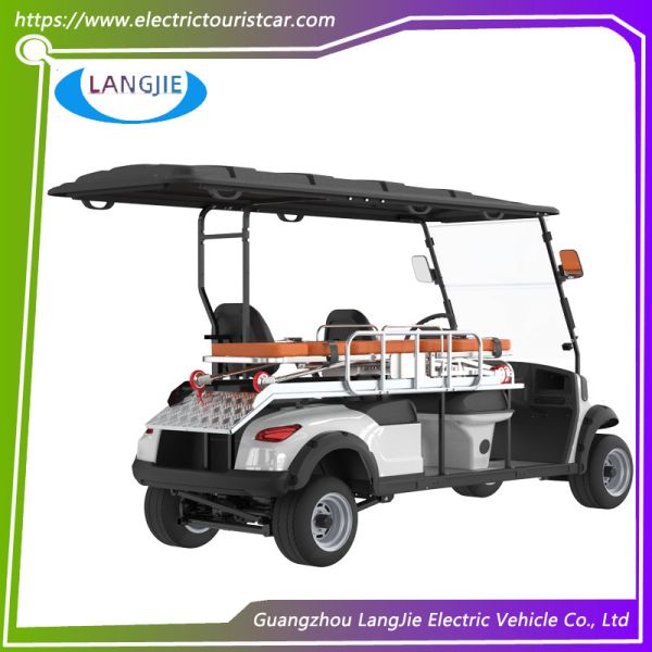 2 Seats+1 Bed Electric Powered Golf Carts AC Motor 5KW Electric Ambulance Car For Hospital