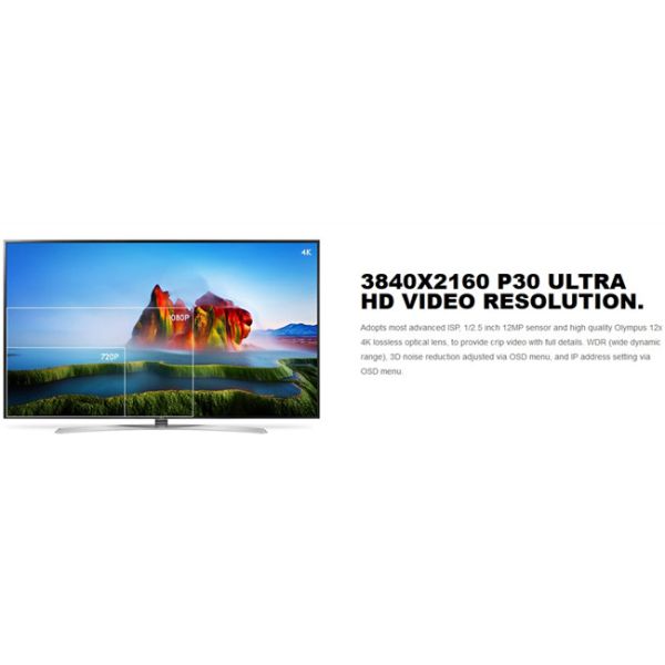 4K 3840X2160p Wide Agnle 12X Optical Zoon IP HD PTZ Video Conference Camera with SDI HDMI & USB Interface