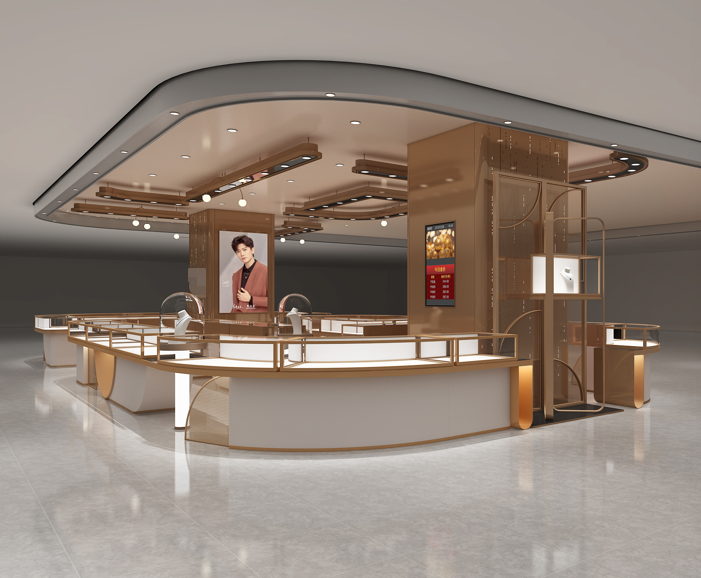 Modern Custom Metal LED Jewelry Display Cabinet with Glass Showcase for Retail Stores