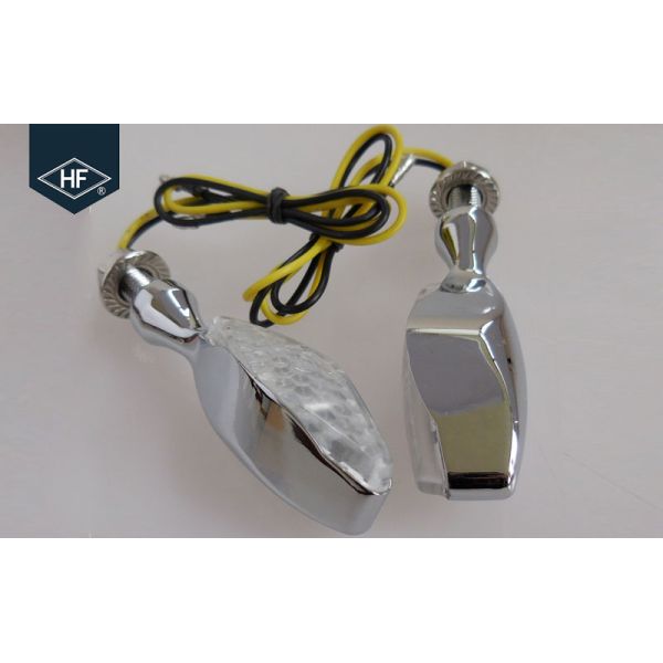 2 PCS Universal Aftermarket Motorcycle Lights LED Metal Amber Black Blinkers