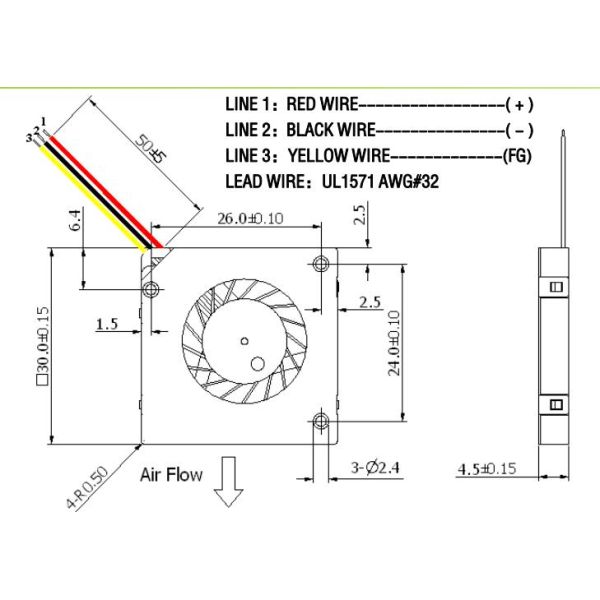 DC Micro Equipment Cooling Fans , 3D Printer Cooling Fan Hydraulic Bearing
