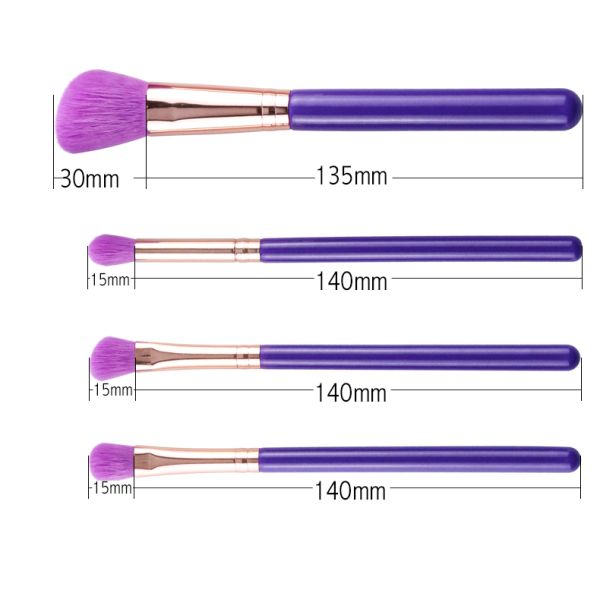 Wholesale Fashion Cosmetic Brush Cruelty Free Dark purple Wood Handle Brush With Bag