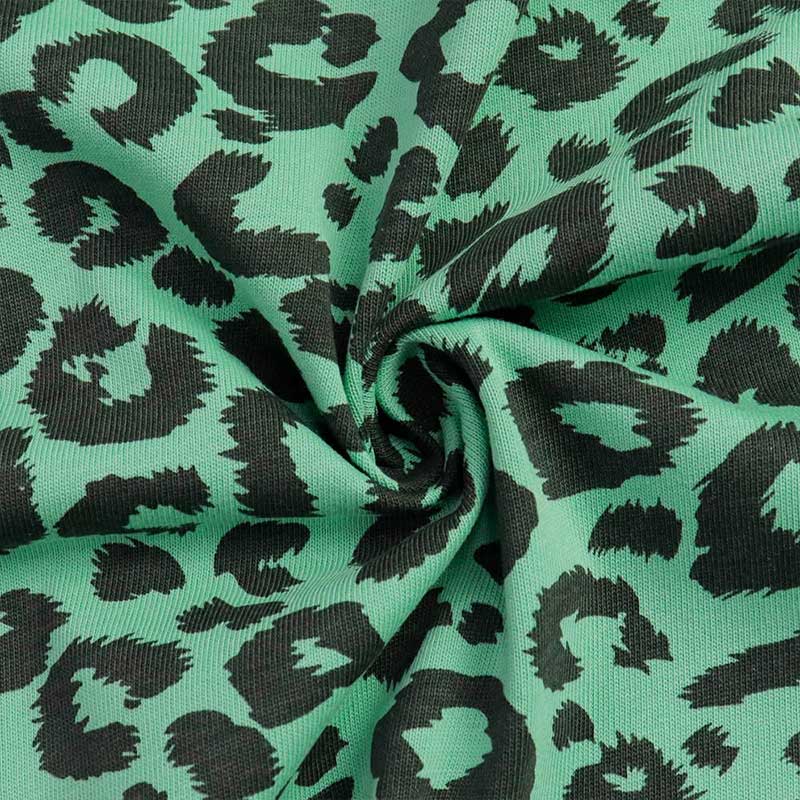 Простирание 100% Cotton180cm связало ткань Джерси печати леопарда ткани 240gsm