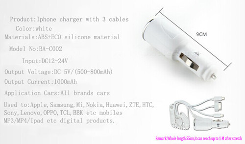 iphone charger with 3 exlusive ports /car phone charger/cell phone charger/ipad charger