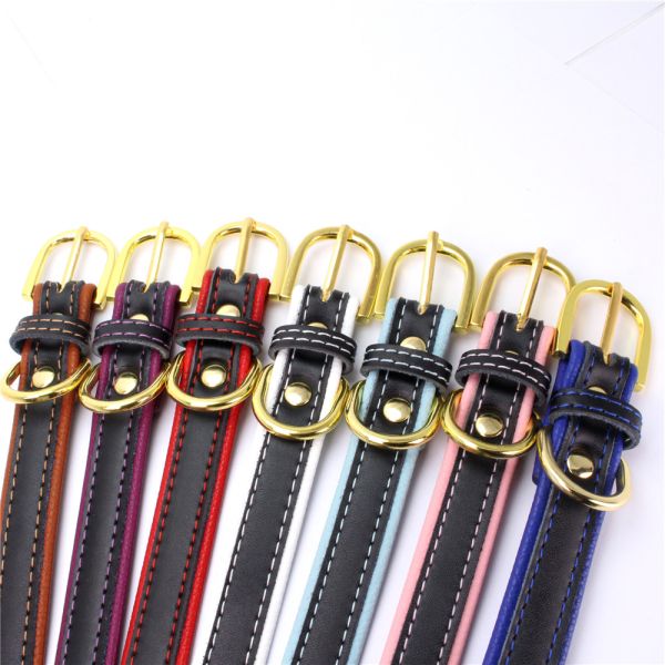 PU Leather Solid Soft Colorful Pet Dog Collar for Small Medium Large Dogs Neck Strap Adjustable Safe Collar