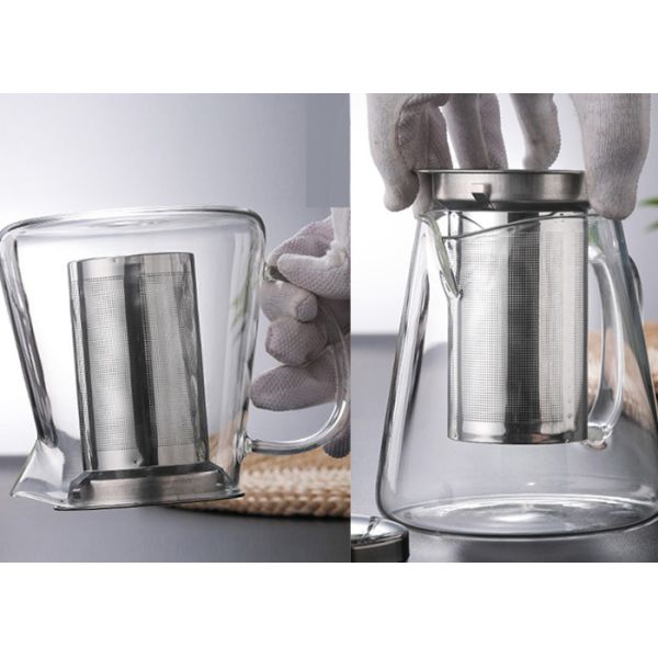 Tetera de cristal a prueba de calor clara con Infuser alrededor de la forma del cuadrado de la forma