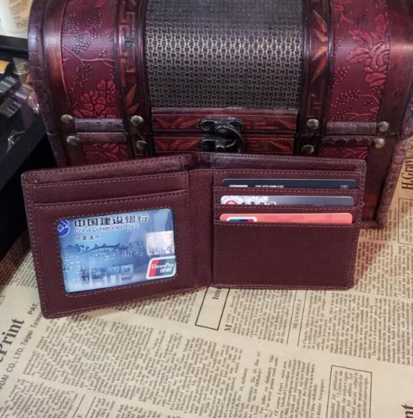 BM Embossed 11x9.5cm Mens PU Leather Wallet Card Holder Handcrafted EN17