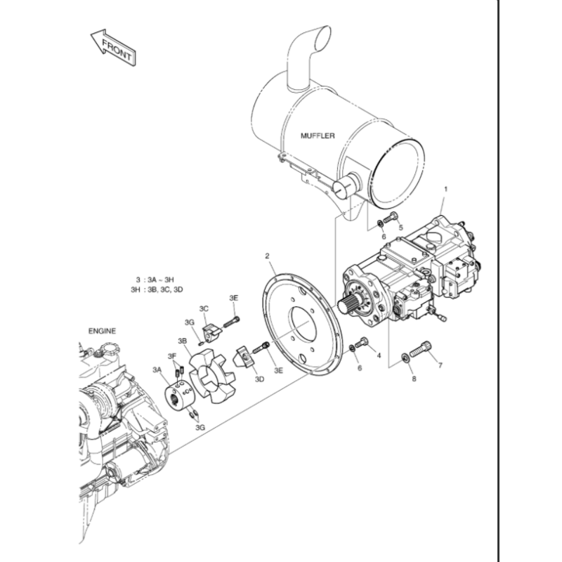 Excavator DX225 Replacement For Centaflex Coupling Assy K1013825