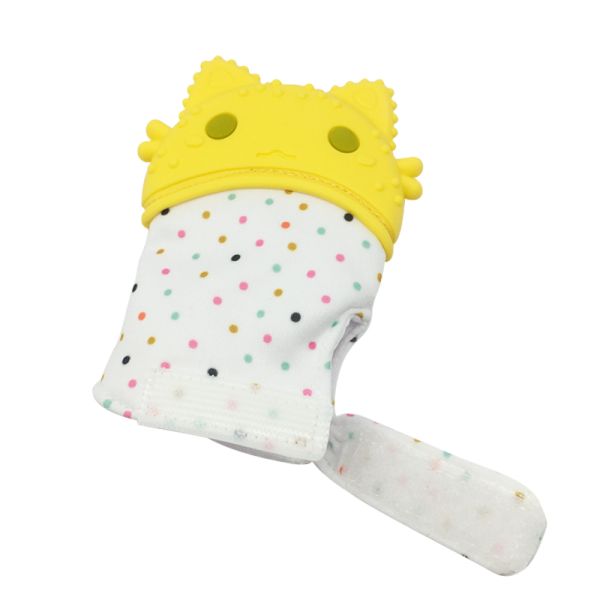 Cute Cat Shape Food-Grade Silicone Baby Teether Teething Mittens Glove Mitt For Baby