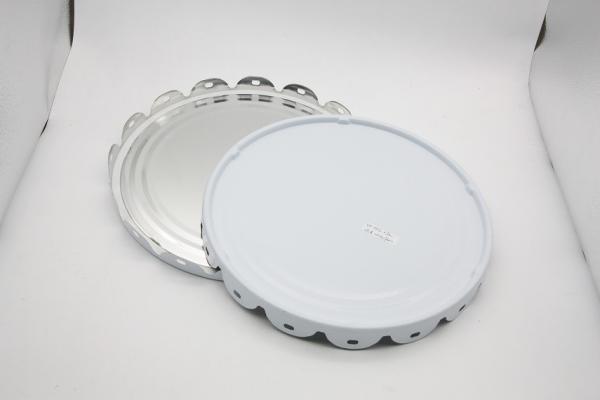 Round Shaped Pail Cover Clear Gold White Color Straight  Curling Edges Design