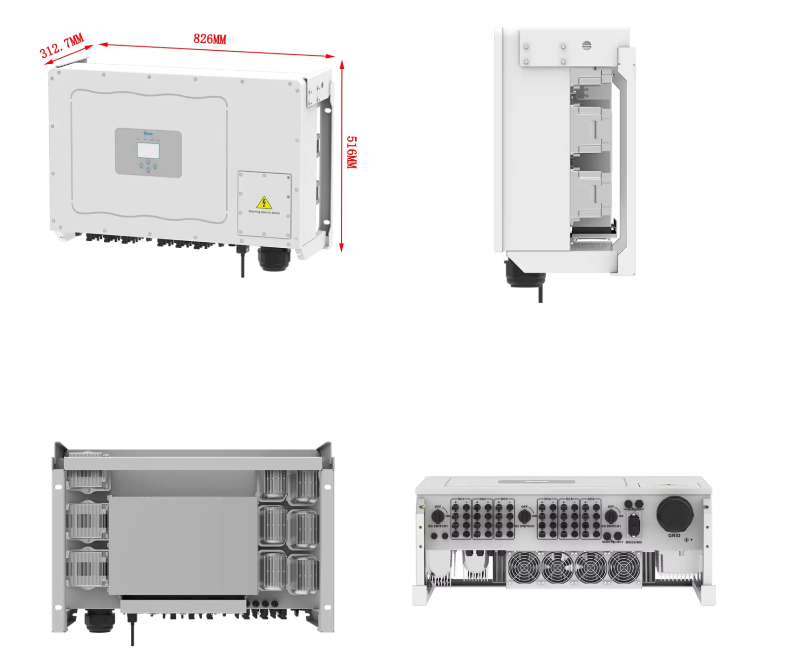 Deye Inverter Power Solar Three 3 Phase Grid Tie 100KW on Grid Solar Inverter for Commercial and Industrial Use