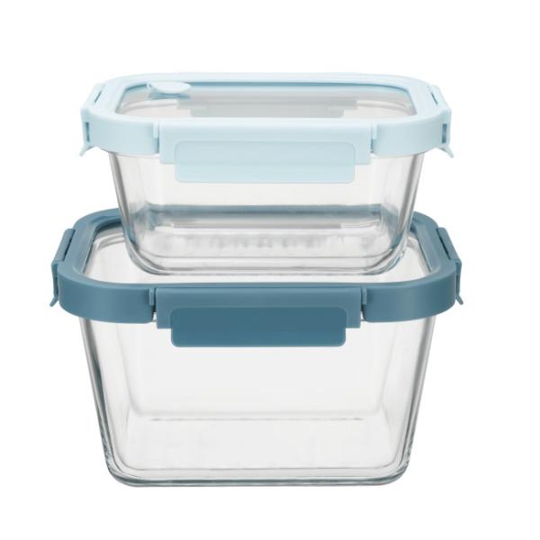 700ml To 1800ml Vented Glass Lid Container Round Glass Food Storage Containers