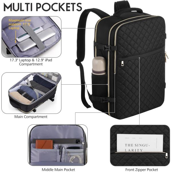 Llevado en vuelo grande, resistente al agua, anti robo, bolso de viaje, portátil de 17 pulgadas, con puerto de carga USB.