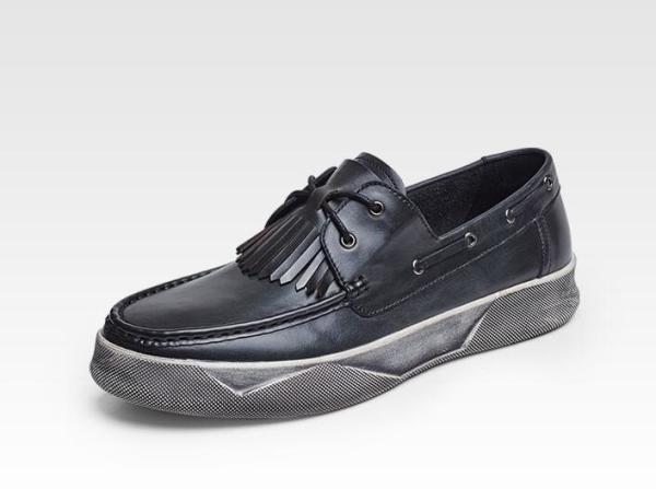 Outdoor Mens Slip On Leather Sneakers Soft Flat Comfortable Walking Shoes