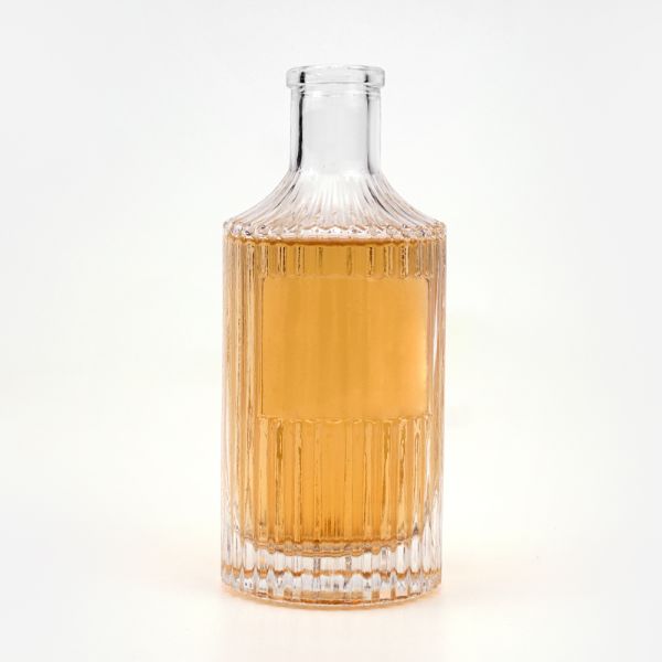 Accptable Frosted Spirits Wine Glass Bottle with Cork Round Vertical Stripes 250ml 500ml