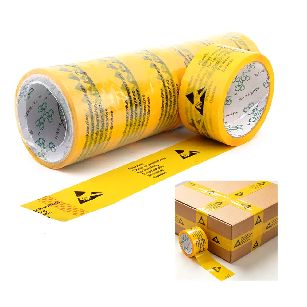 BOPP Yellow Antistatic Label (not Anti-static Itself) Sealing Tape Packaging Sealing Tape