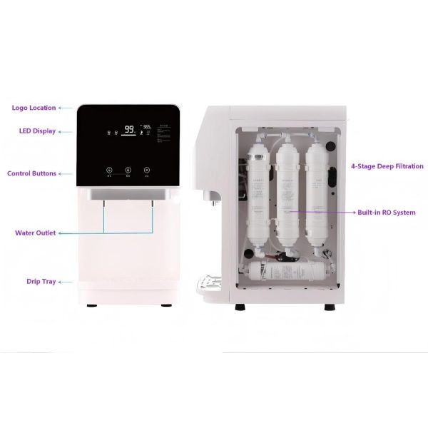 UV Sterilization Desktop RO Hot Water Dispenser With 2L Tank / Touch Screen Control