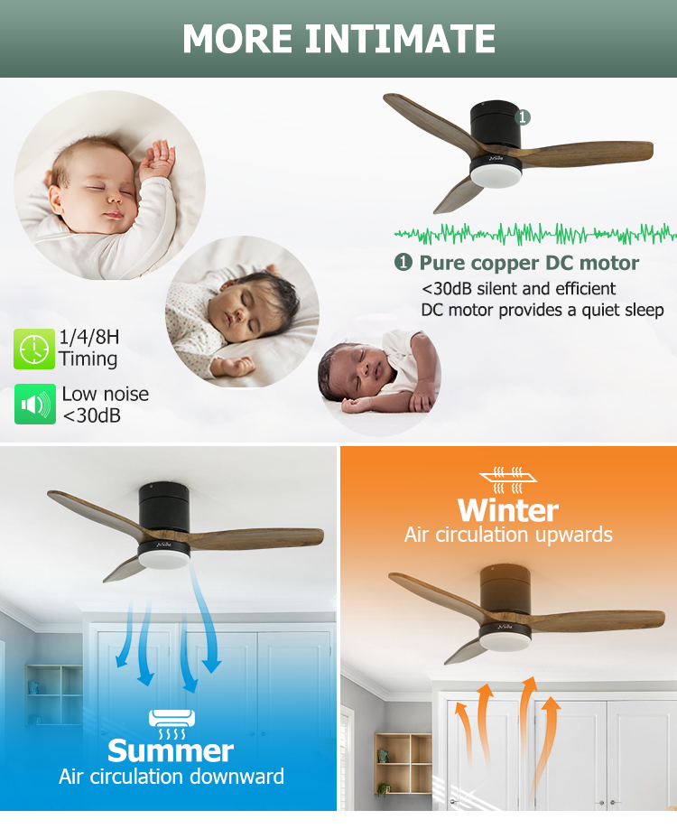 Customizado 42 polegadas ventilador de teto com luz 1stshine Solid Wood Blades OEM