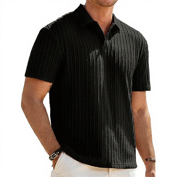 Men's Casual Summer Short Sleeve for Polo Shirt Button Breathable Geometric Pattern 100% Polyester Knit Stretch Golf Shirt for