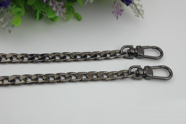 High quality iron material full length 120 mm flat shape gold chain sling bag with snap hooks