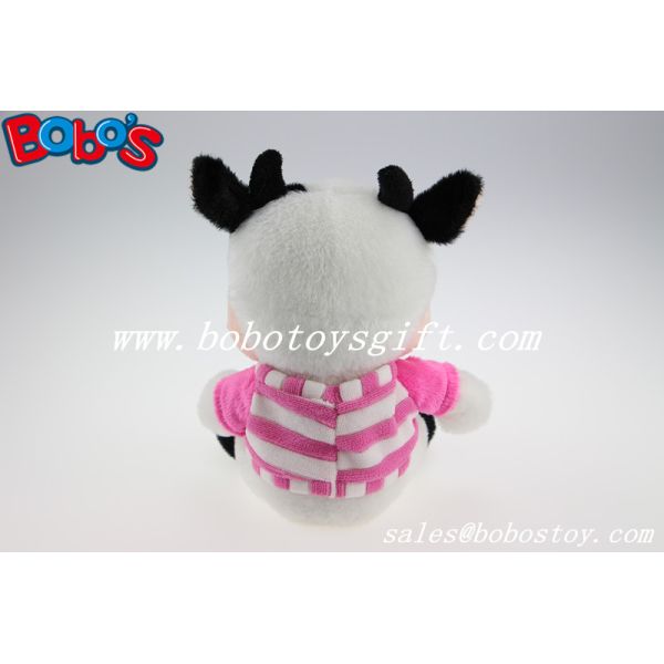 High Quanlity Plush Cow Toy With Baby Smile Face And Pink T-shirt