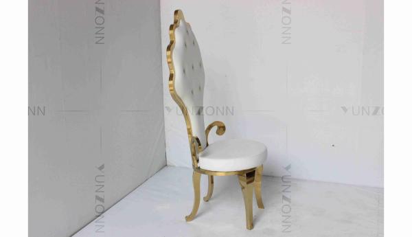 White PU wholesale bride and groom wedding stainless steel gold high chair