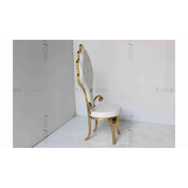 Белый PU оптовый свадьба невесты и жениха нержавеющая сталь золотой высокий стул