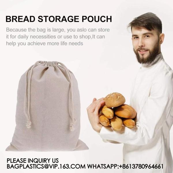 Burlap Linen Bread Bag Cloth Bread Bags, Linen Bread Bags Large Reusable Bread Bags For Homemade Bread Sourdough