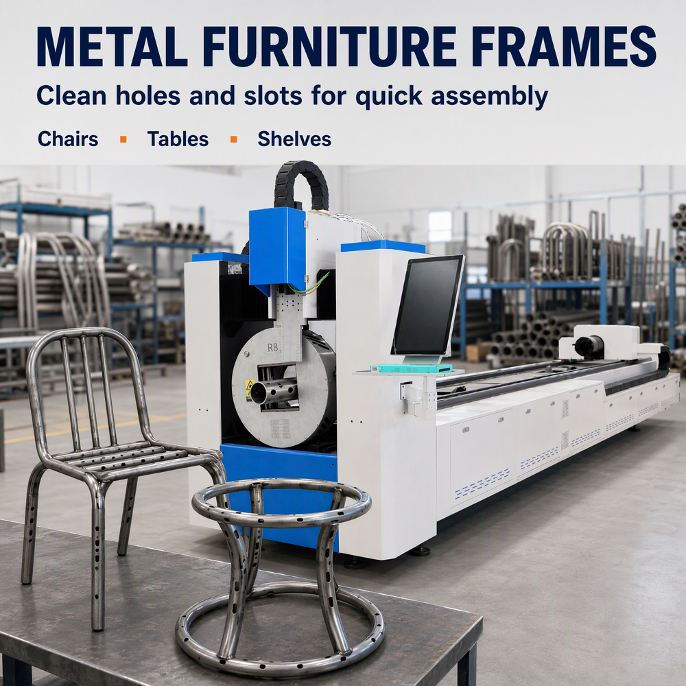 Laser Pipe Cutter for Metal Fence and Railing Fabrication, One Step Mitre Cutting & Slotting for Railing Posts, Rails and Pickets