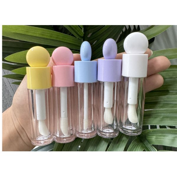 Luxury Flat head 6ml Special Cute Lid Lip Gloss Bottle with Big Brush