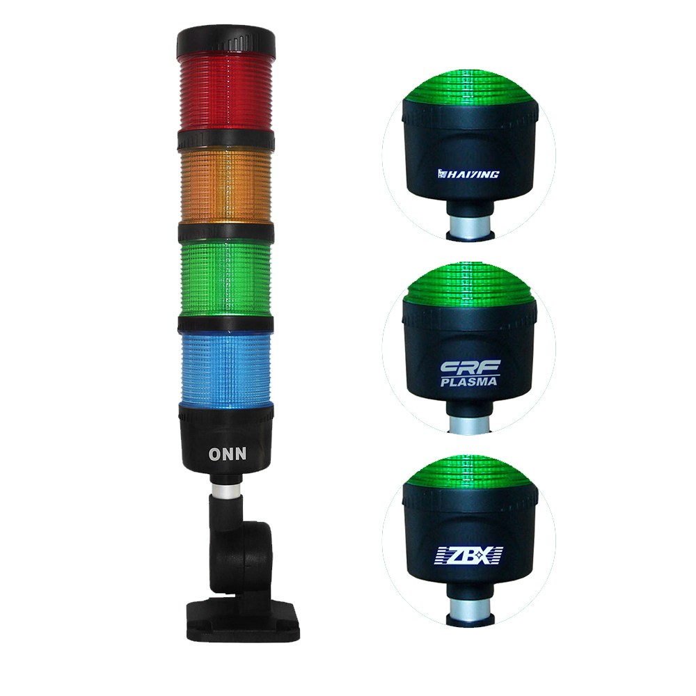 Onn M4S-D Tri Color LED Machine Tool Indicator Light With Buzzer Foldable DC 24V IP65 Rated 85dB 360 Beam Angle