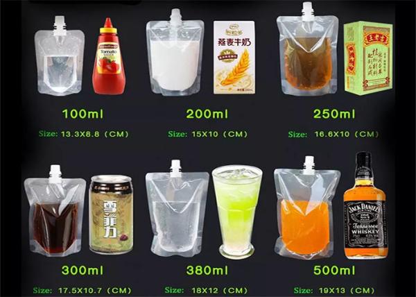 De produto comestível levantar-se malote líquido do bico da bebida plástica para o leite Juice Beverage do vinho
