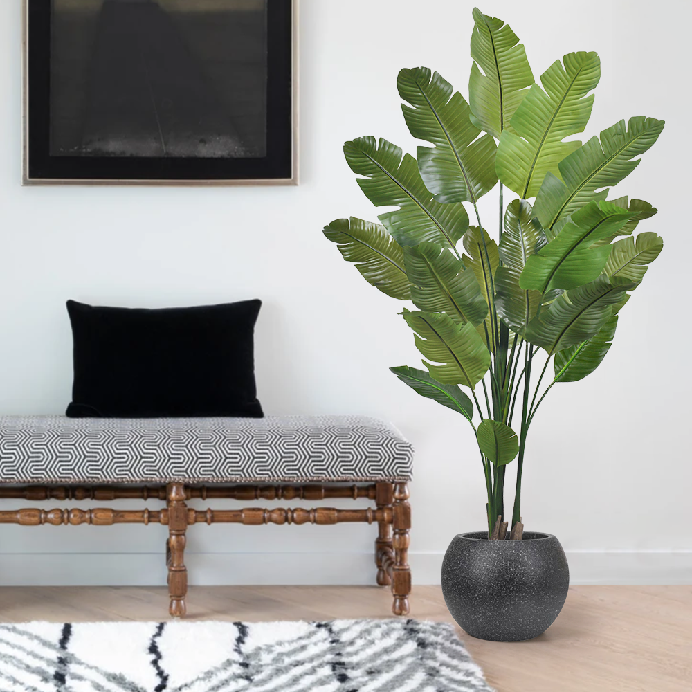 High Quality Real Touch Leaves Artificial Plant Strelitzia Nicolai Fire Resistant Faux Bird of Paradise for Indoor and Outdoor