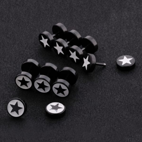 Korean fashion jewelry shinny round shaped white star studs earrings