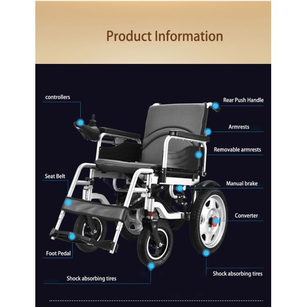 2025 Intelligent Folding Electric Wheelchair Powerful Brake Joystick Walker and Mobility Aid Products for Easy Mobility