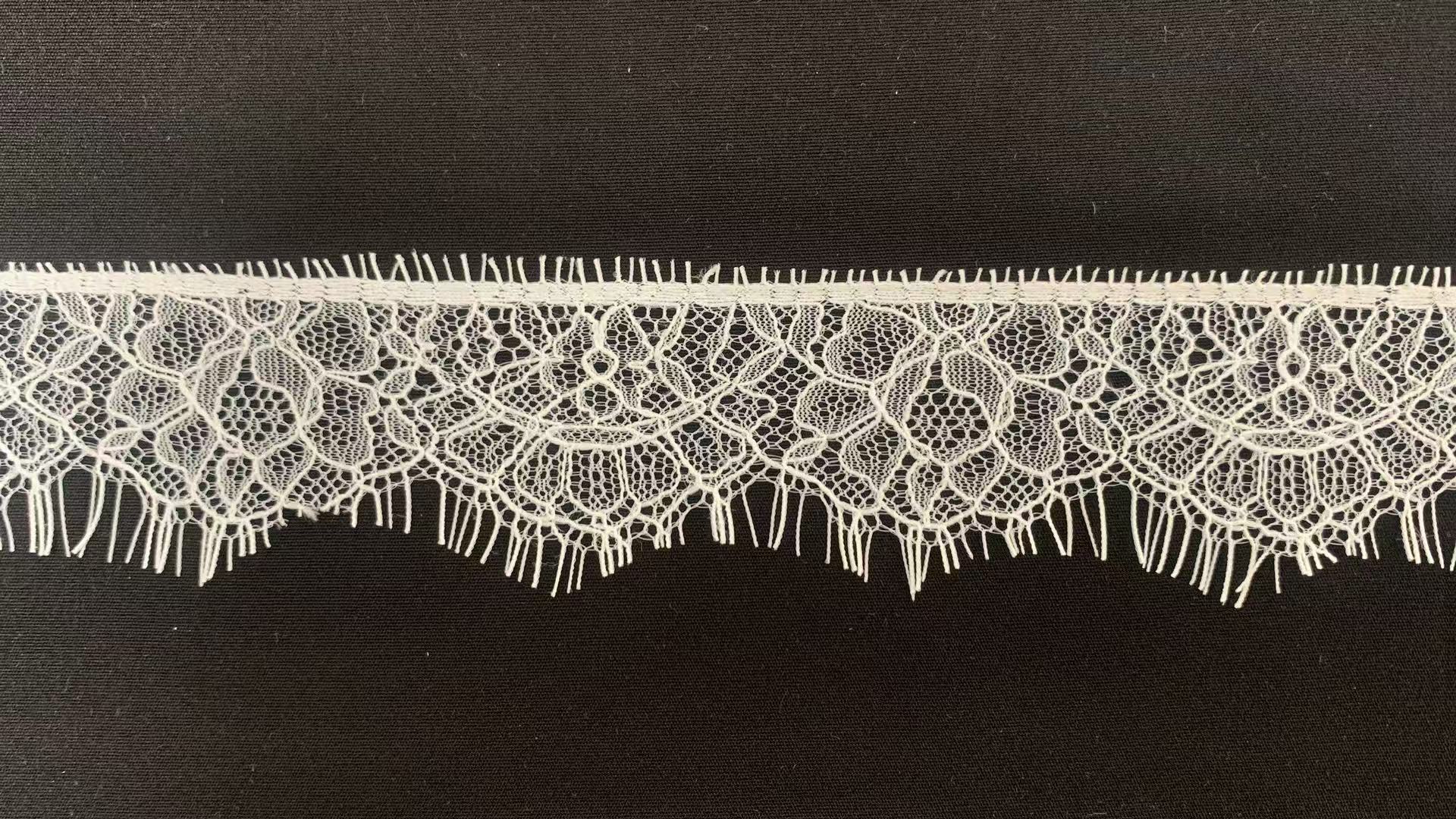 5cm Width Pure Nylon Hollow Floral Eyelash Lace Trim for Wedding Dresses and Home Decor